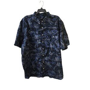 Polo Ralph Lauren Navy Nautical Plane Travel Men's Button Down Shirt 4XL XXXXL